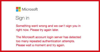 Correzione: account Microsoft troppi tentativi di autenticazione