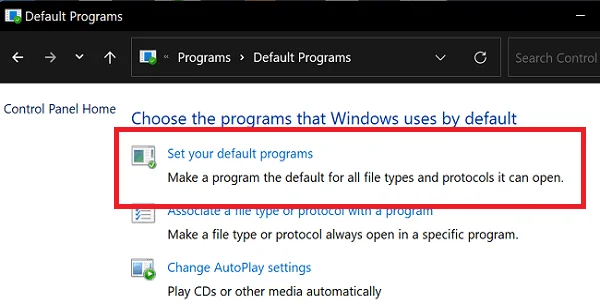 Panneau de configuration