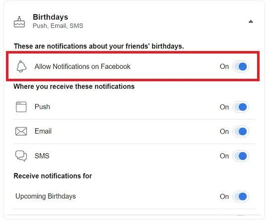 Facebook: come ricevere notifiche di compleanno