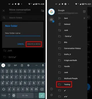 Creazione di una cartella in Outlook