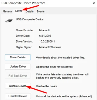 Deshabilitar controlador USB