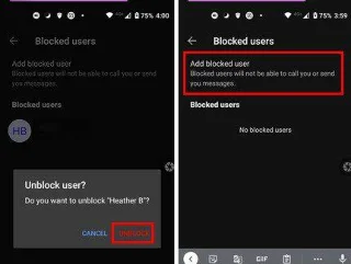 Aggiungere o sbloccare un contatto su Signal
