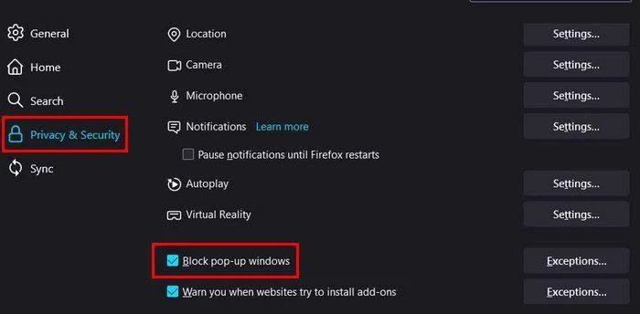 Firefox'ta Açılır Pencere Engelleyicisi Nasıl Açılır ve Kapatılır