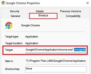 Come rendere Chrome aperto in modalità di navigazione in incognito per impostazione predefinita