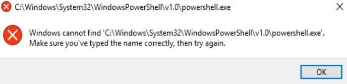 Düzeltme: Windows Powershell.exe'yi Bulamıyor