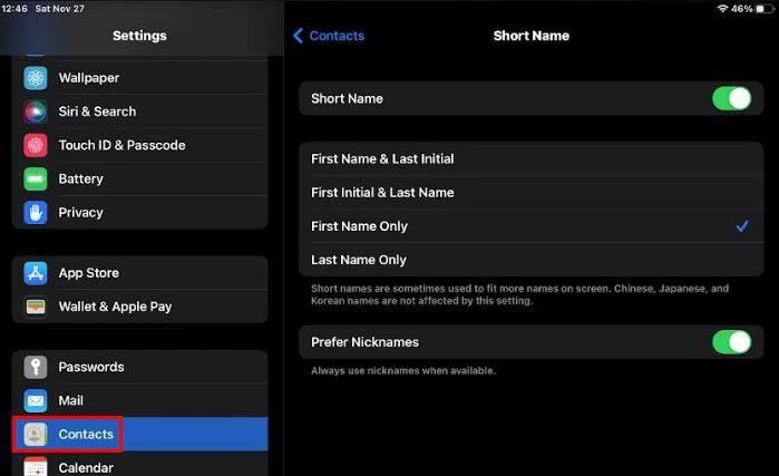 iPadOS 15 – Kişi Adının Görüntülenme Şekli Nasıl Değiştirilir