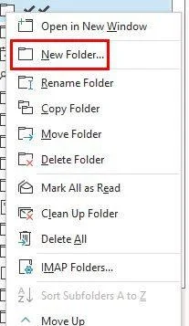 Creazione cartella su Outlook Desktop
