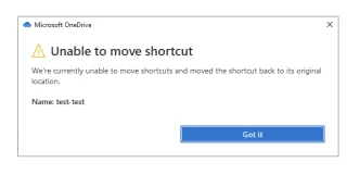 OneDrive 오류 바로 가기를 이동할 수 없음 수정