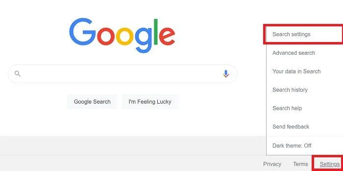 Paramètres de recherche Google
