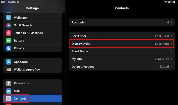 iPadOS 15 – Kişi Adının Görüntülenme Şekli Nasıl Değiştirilir