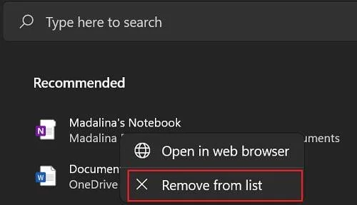 Windows 11: كيفية إزالة العناصر الموصى بها