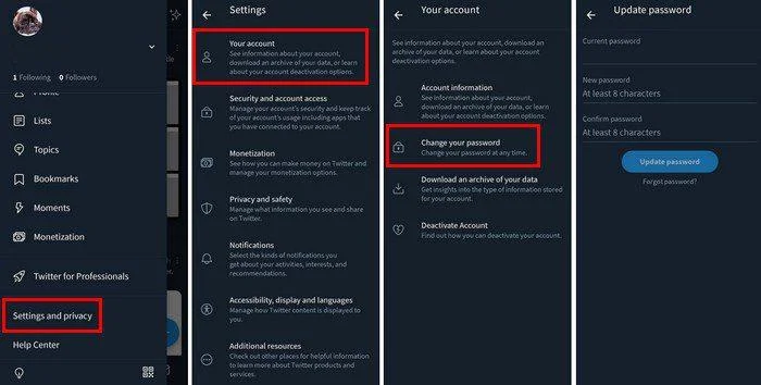Birkaç Basit Adımda Twitter Hesabınızın Parolasını Değiştirin