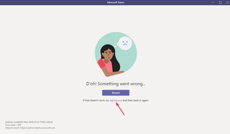 DÜZELTME: Microsoft Teams hata oturum açma ipucu yineleniyor