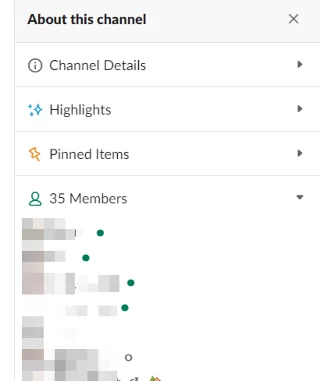 Cara melihat anggota saluran dan statusnya di Slack