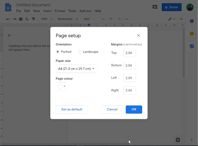 Réduire les marges dans Google Docs