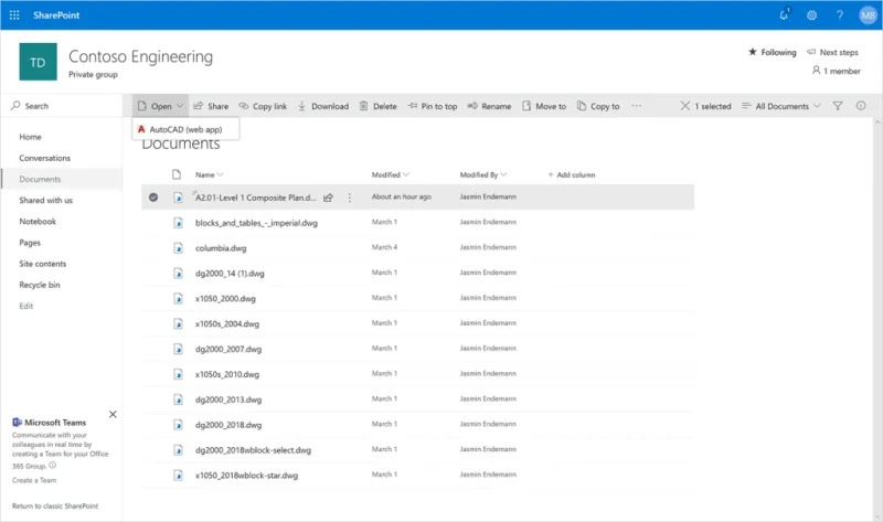 OneDrive dan SharePoint sekarang menawarkan dukungan file AutoCAD bawaan