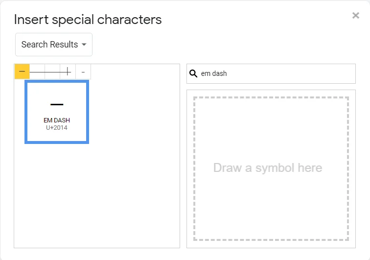 Cara membuat tanda hubung panjang / em di Google Documents