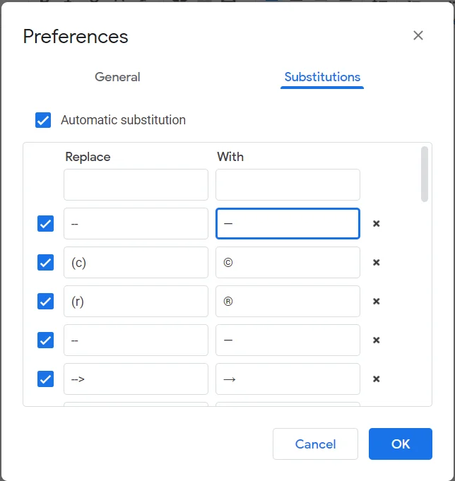 Cara membuat tanda hubung panjang / em di Google Documents