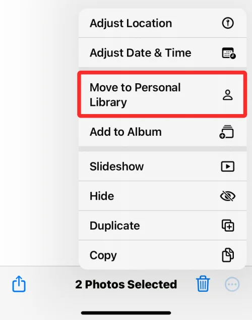 IOS 16: 사진 앱의 공유 라이브러리로 사진을 전송하는 방법