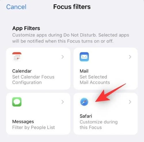 iOS 16의 iPhone에서 포커스 필터를 사용하는 방법