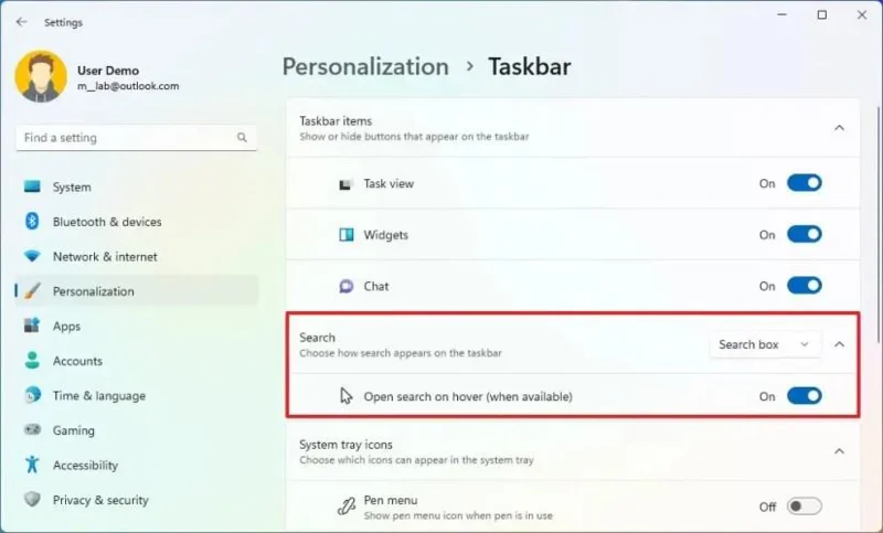 วิธีเปิดใช้งานตัวเลือกเปิดการค้นหาบนโฮเวอร์ใหม่บน Windows 11