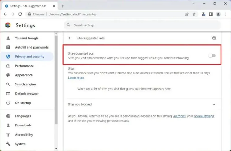วิธีปิดการใช้งานการติดตามโฆษณาแบบกำหนดเป้าหมายบน Google Chrome