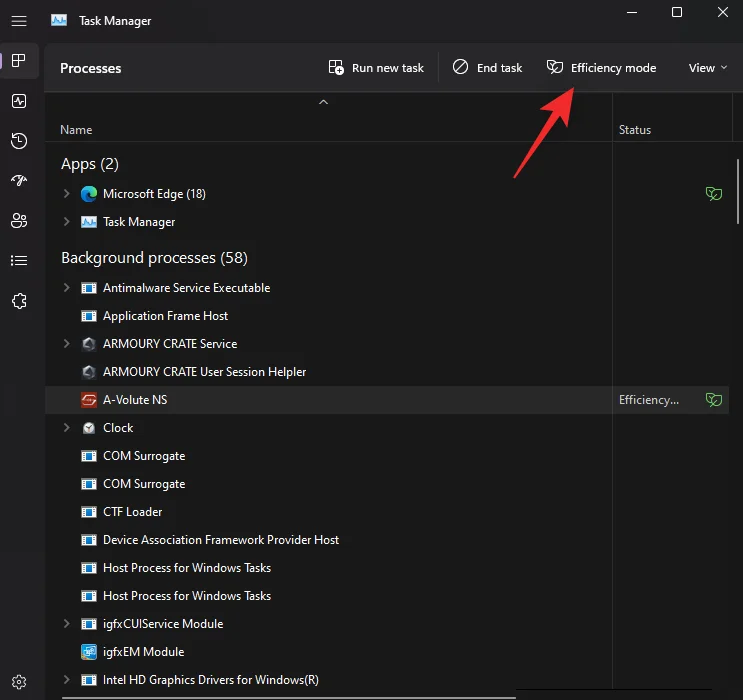 앱 또는 프로세스에 대해 Windows 11에서 효율성 모드를 켜거나 끄는 방법