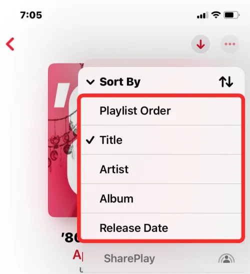 iOS 16의 Apple Music에서 재생 목록을 정렬하는 방법