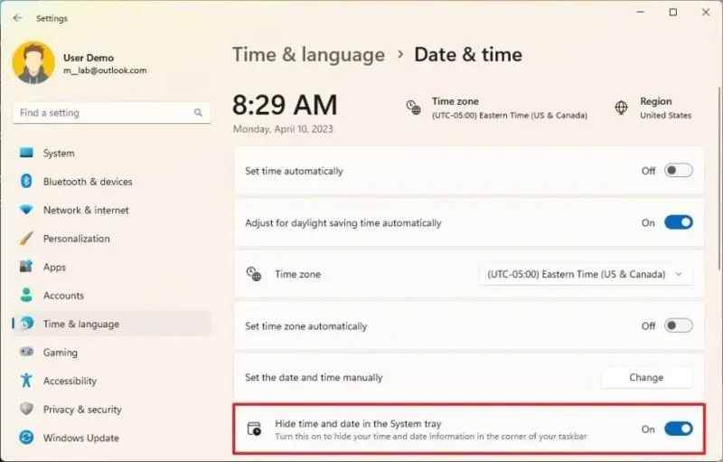 วิธีเปิดใช้งานตัวเลือกลบเวลาและวันที่ของแถบงานใหม่ใน Windows 11