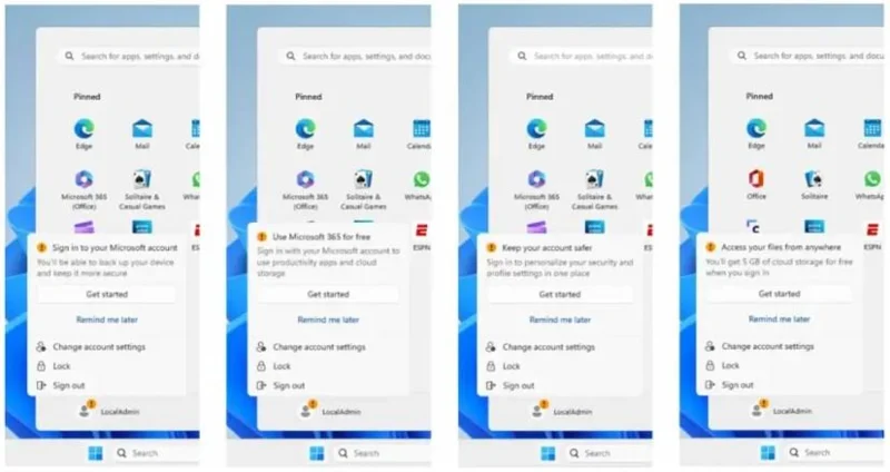 วิธีปิดการใช้งานการแจ้งเตือนบัญชีเมนู Start ใน Windows 11 23H2