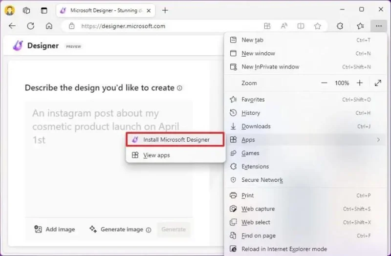 วิธีติดตั้ง Microsoft Designer เป็นแอปบน Windows 11