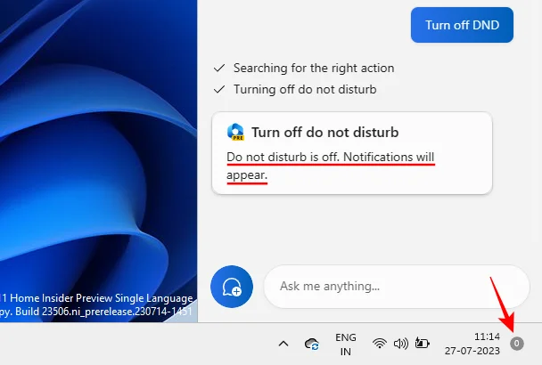 Windows Copilot을 사용하여 어두운 모드, 방해사절(DND)을 켜고 Bluetooth 장치 관리 등을 수행하는 방법