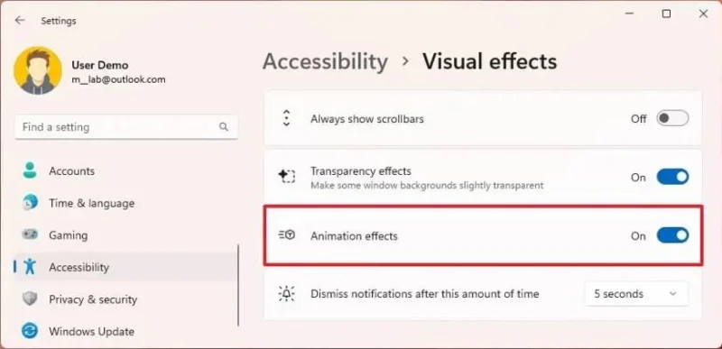 วิธีปิดการใช้งานเอฟเฟกต์ภาพเคลื่อนไหวใน Windows 11