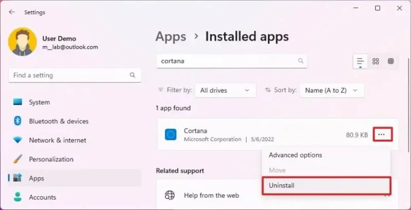 วิธีถอนการติดตั้ง Cortana บน Windows 11