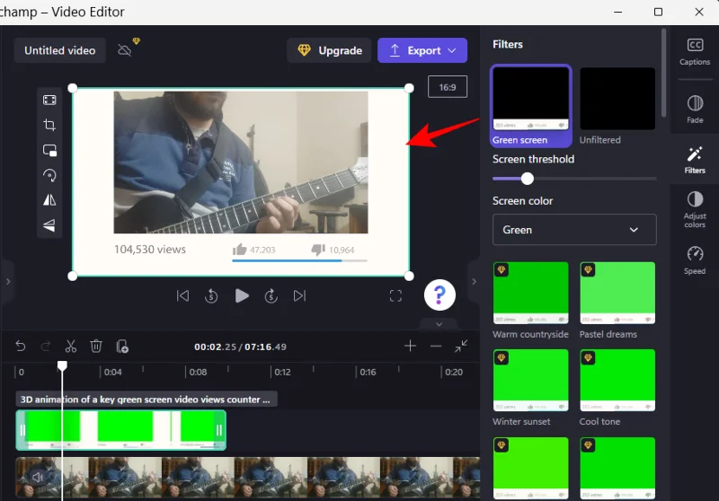 Clipchamp에서 그린 스크린을 수행하는 방법