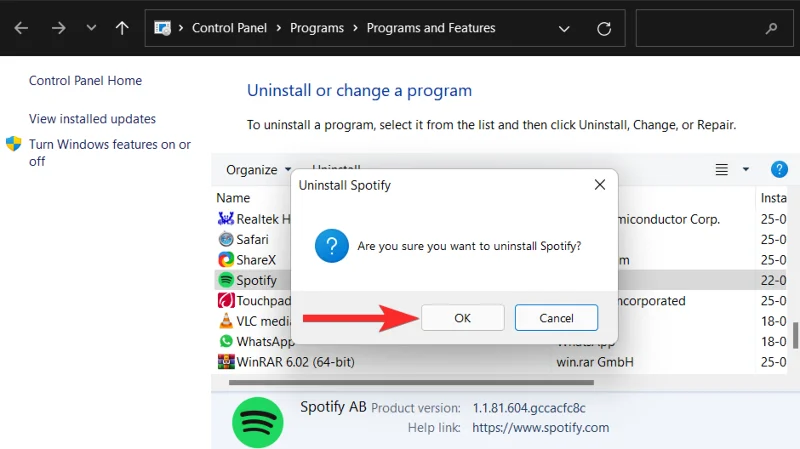วิธีถอนการติดตั้ง Spotify บน Windows 11