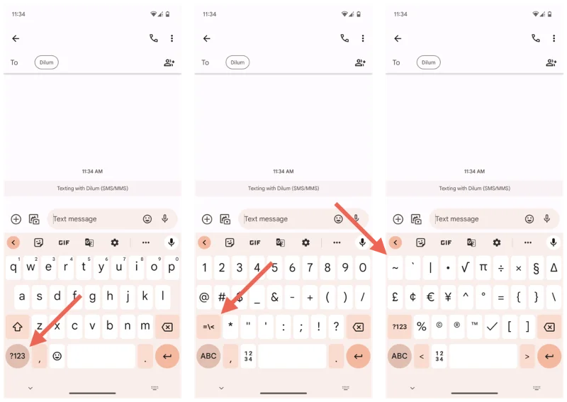 วิธีพิมพ์สัญลักษณ์ตัวหนอนบน Android