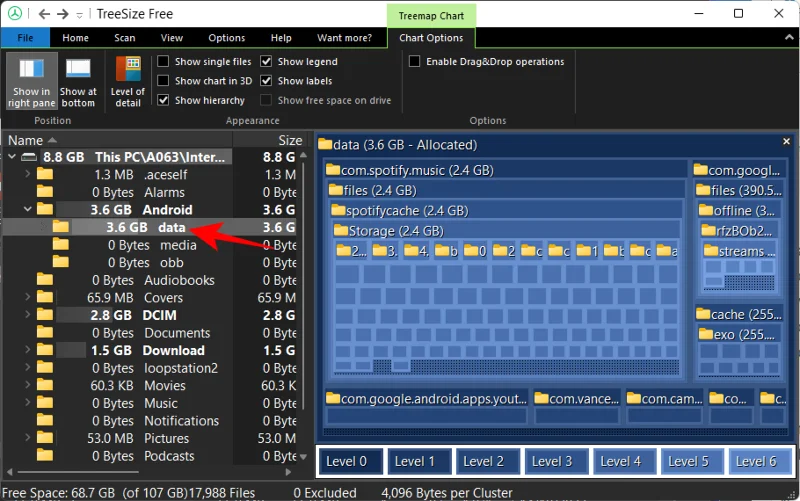 วิธีตรวจสอบพื้นที่ใช้งานบน Android จากพีซี Windows ผ่าน MTP