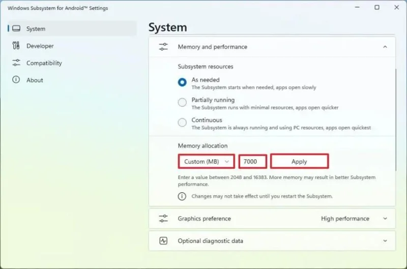 วิธีเปลี่ยนการจัดสรรหน่วยความจำสำหรับ WSA บน Windows 11