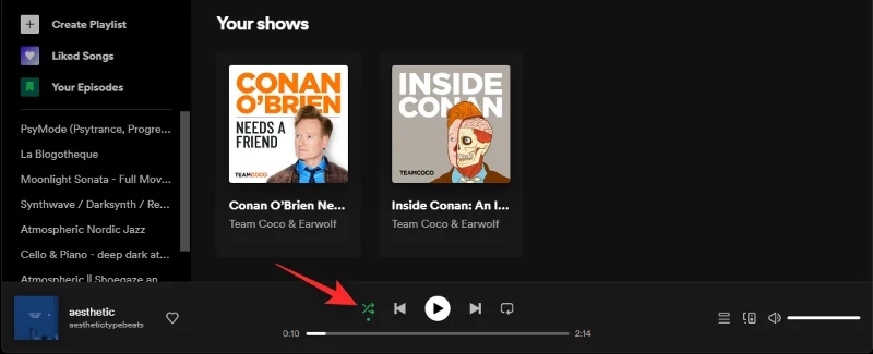 Spotify에서 셔플 상태