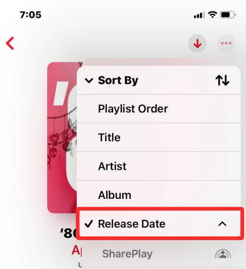 iOS 16의 Apple Music에서 재생 목록을 정렬하는 방법