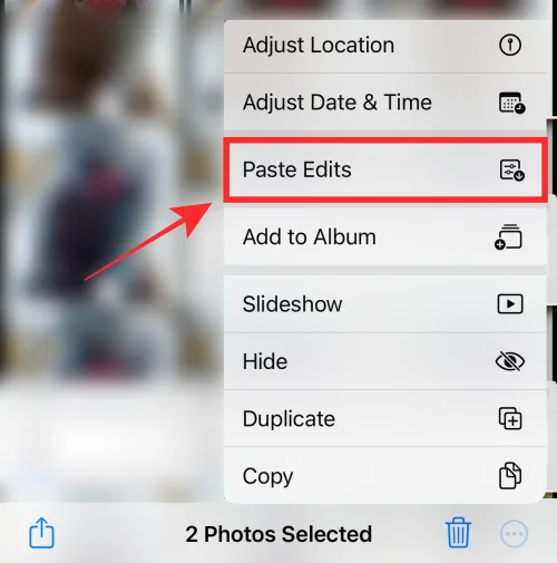 iOS 16의 iPhone 사진 앱에서 편집 내용을 복사하는 방법