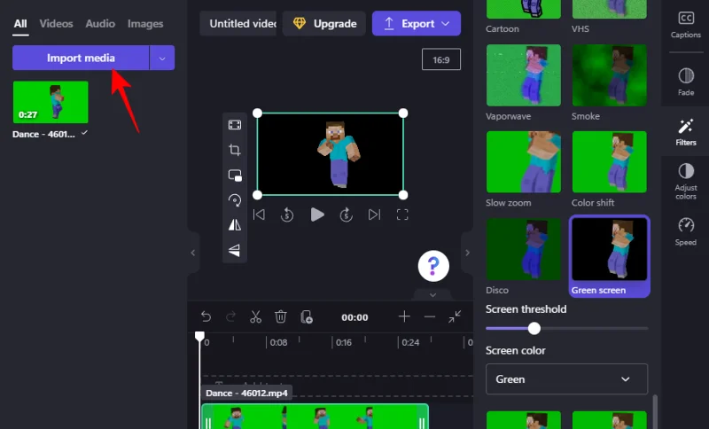 Clipchamp에서 그린 스크린을 수행하는 방법