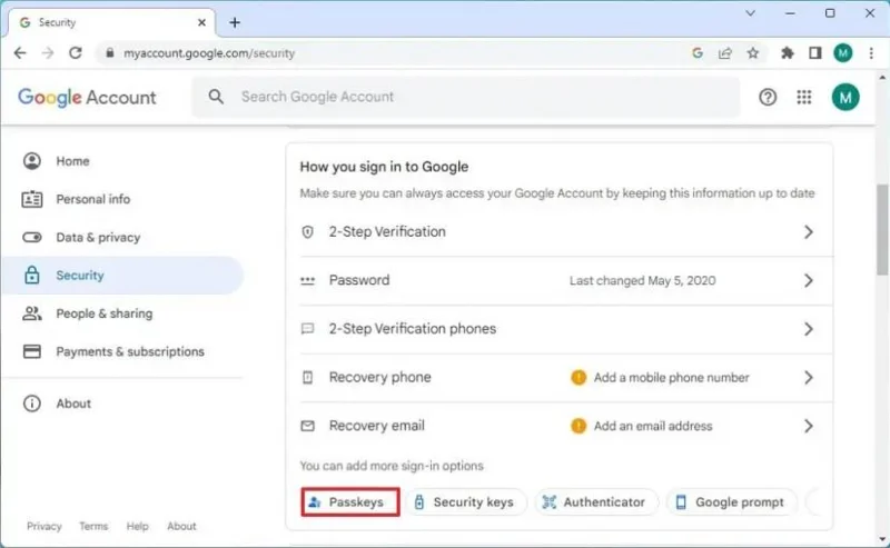 วิธีการตั้งค่ารหัสผ่านในบัญชี Google
