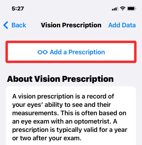iOS 16의 iPhone 건강 앱에 시력 처방전을 추가하는 방법