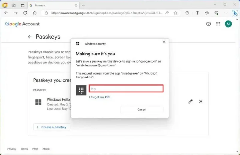 วิธีตั้งค่า Passkey สำหรับเว็บไซต์หรือแอพบน Windows 11