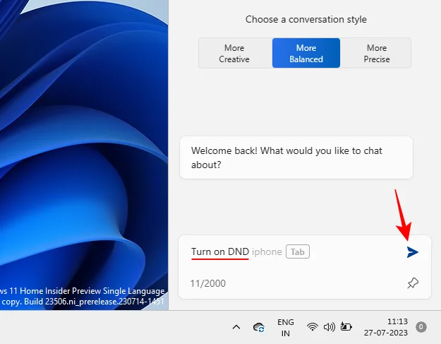 Windows Copilot을 사용하여 어두운 모드, 방해사절(DND)을 켜고 Bluetooth 장치 관리 등을 수행하는 방법