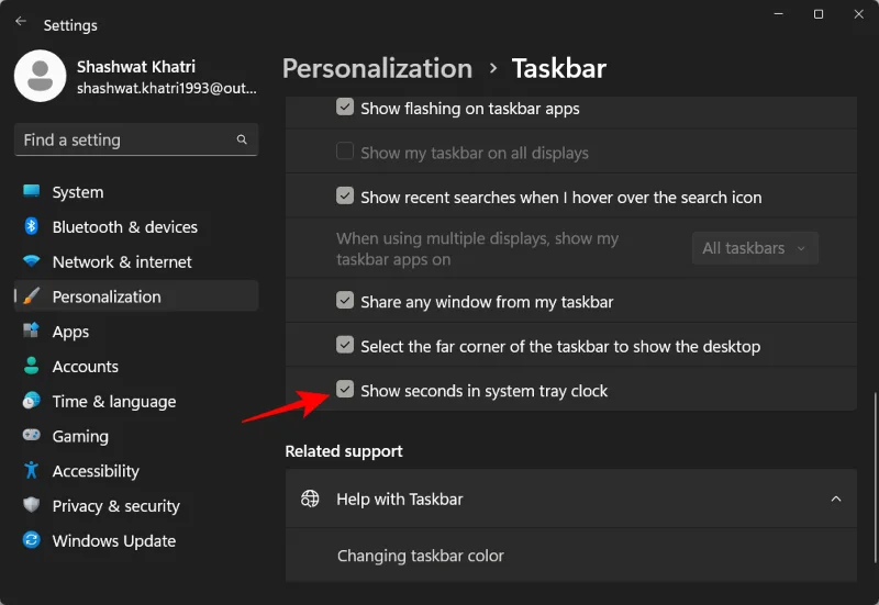 วิธีแสดงวินาทีในนาฬิกาทาสก์บาร์ของ Windows 11 โดยใช้การตั้งค่า (และอีก 4 วิธี)