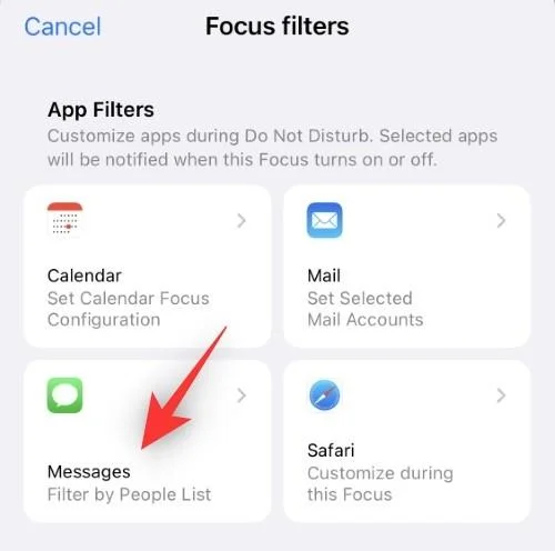 iOS 16의 iPhone에서 포커스 필터를 사용하는 방법