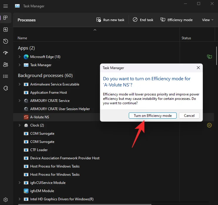 앱 또는 프로세스에 대해 Windows 11에서 효율성 모드를 켜거나 끄는 방법